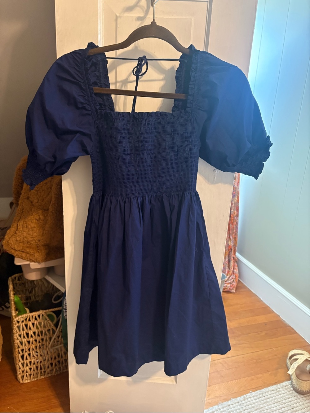 Hill House Girls' Navy Blue Smocked Puff-Sleeve Dress